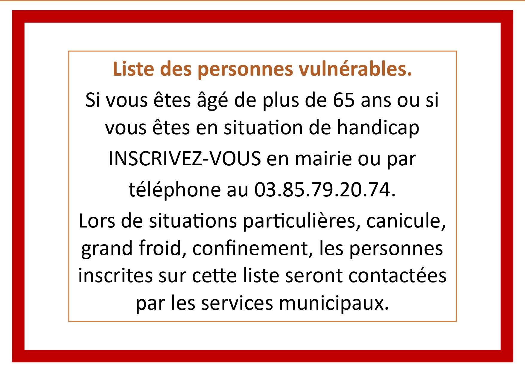 Liste des personnes vulnérables